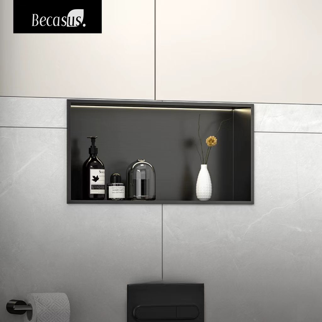 Stainless Steel Elegant Bathroom Shower Niche No Tile Needed Recessed Shower Shelf Organizer for Storage