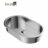 Modern Semi-Counter Stainless Steel Basin Sink with Pop Up Drain Drop-in Bathroom Oval Vessel Sinks for Bathrooms