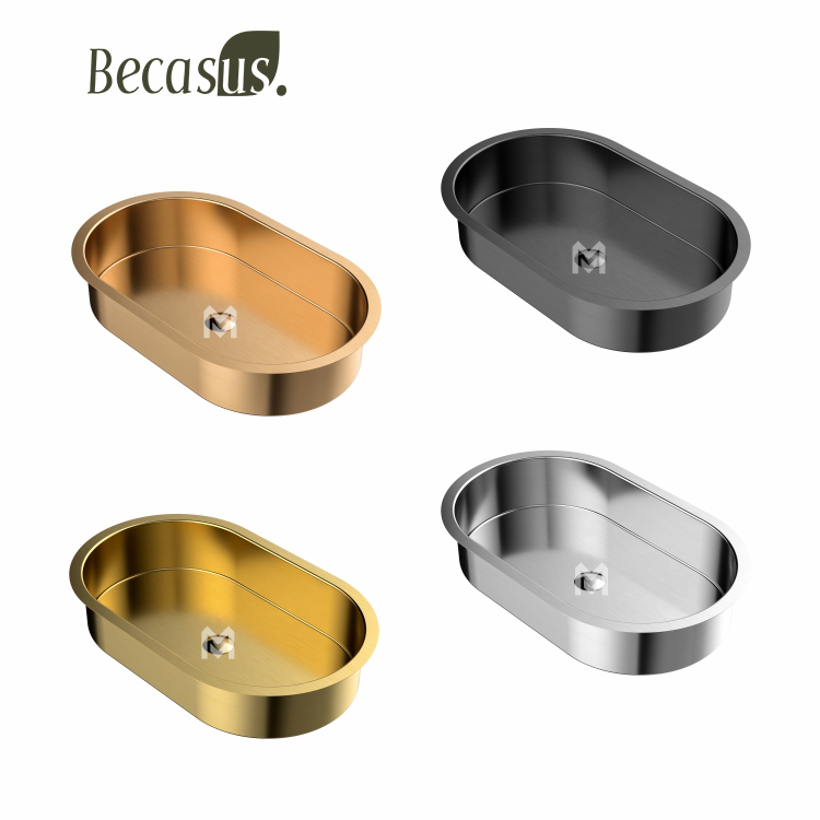 Modern Stainless Steel Vanity Bowl Sink Oval Bathroom Sink Under Counter Wash Basin