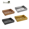 Stainless Steel Rectangle Vessel Sink with Pop Up Drain Gold Bathroom Sinks Above Counter for Bathrooms