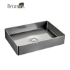Stainless Steel Rectangle Vessel Sink with Pop Up Drain Gold Bathroom Sinks Above Counter for Bathrooms