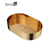 Bathroom Vessel Sink Gold 16 Gauge Nano Titanium Plating Above Counter Oval Vanity Lavatory Bath Sink Basin