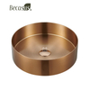 Bathroom Vessel Sink 15 Inch Gold Ceramic Vessel Sink with Pop-Up Drain Combo Above Counter Round Bathroom Sink Bowl Description