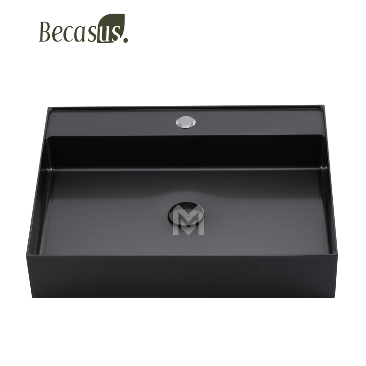 Rectangle Vessel Sink 23x15 Inch Stainless Steel Vessel Sinks Above Counter Bathroom Sinks Bowl Sink with Faucet Hole