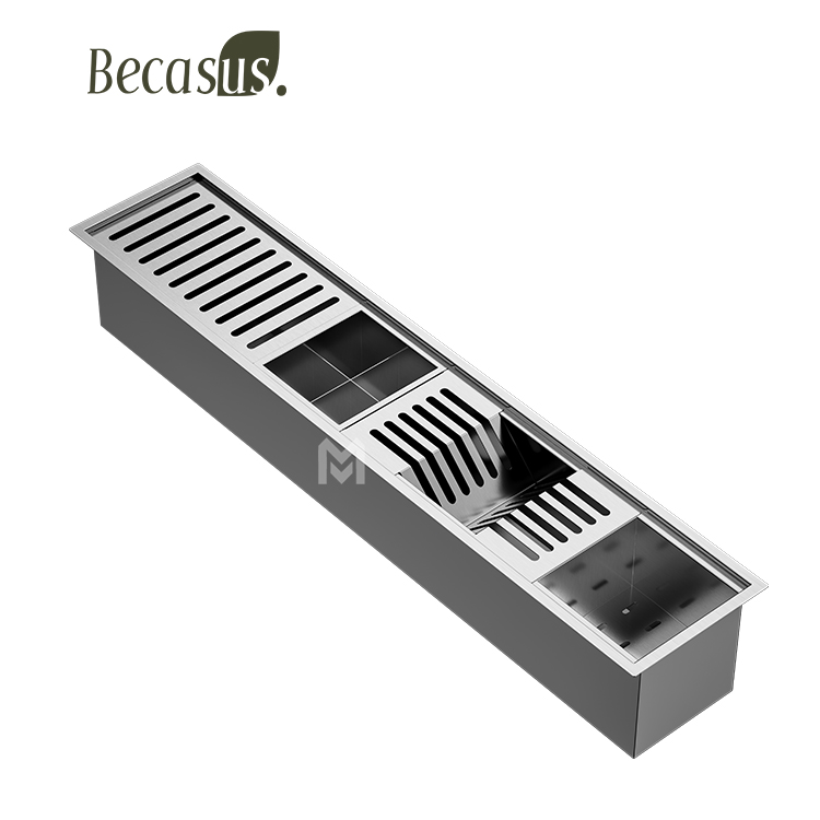 Stainles Steel Workstation Kitchen Sink Tableware Dish Drying Drainer Channel Organizer Bar Sink
