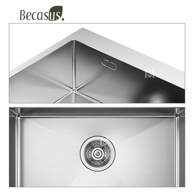 Stainless Steel Single Bowl Undermount Kitchen Sink Handmade Drop in Bar Sink 