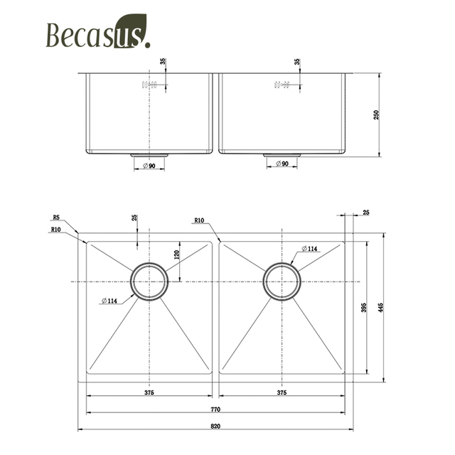 Double Bowl Kitchen Sink Stainless Steel Drop in Double Basin Undermonut 50/50 Sink with Accessories
