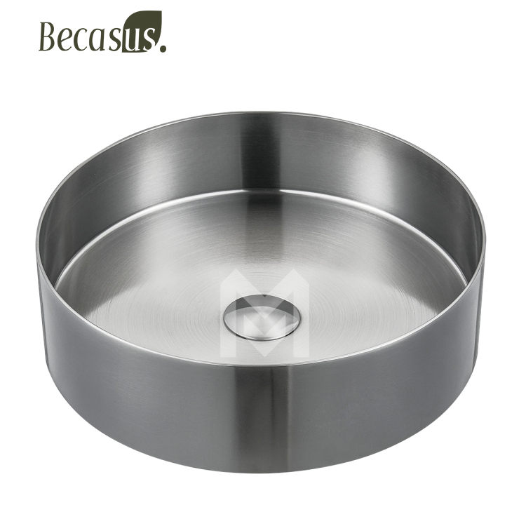15"x4" Stainless Steel Round Vessel Sink Above Counter in Various Finishes with Drain