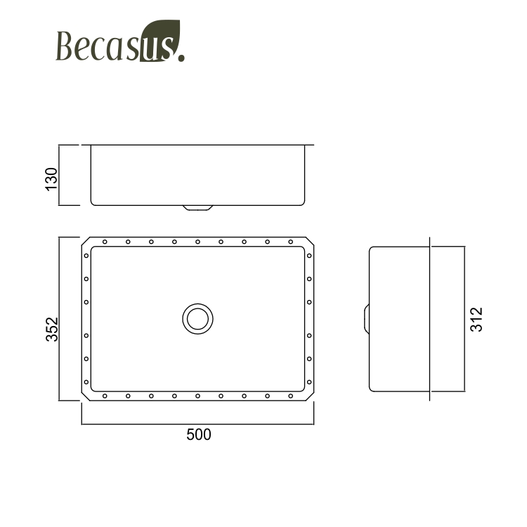 Modern Stainless Steel Undermount Rectangular Vanity Sink with Overflow