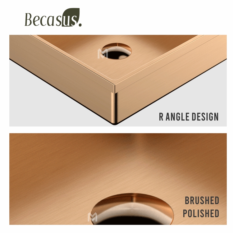 Semi Recessed Basin Sink Square Drop In Bathroom Sinks with Overflow Stainless Steel Vessel Sinks for Bathroom Modern Above Counter Basin Vanity Sink