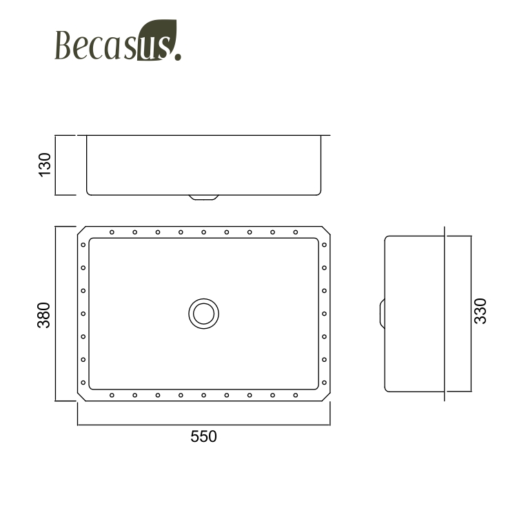 Undermount Bathroom Sink Rectangular Stainless Steel Luxury with Drain Brushed Gold
