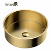 Round Shape Stainless Steel Under Table Bathroom Sink with Drain Hole