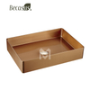 Stainless Steel Rectangle Vessel Sink with Pop Up Drain Gold Bathroom Sinks Above Counter for Bathrooms