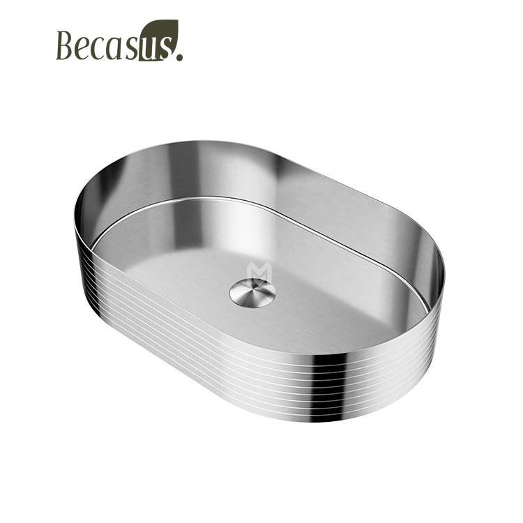Bathroom Vessel Sink Gold 16 Gauge Nano Titanium Plating Above Counter Oval Vanity Lavatory Bath Sink Basin