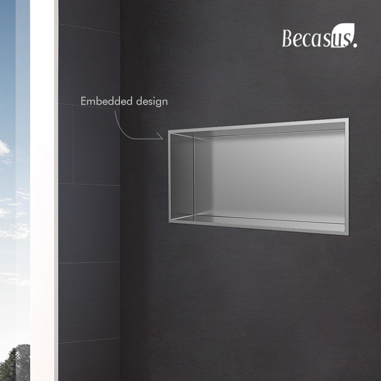Recessed Wall Niche Heavy-duty Stainless Steel Modern Soap & Shampoo Storage Organizer Sealed Waterproof Durable & Easy to Install Shower Niche