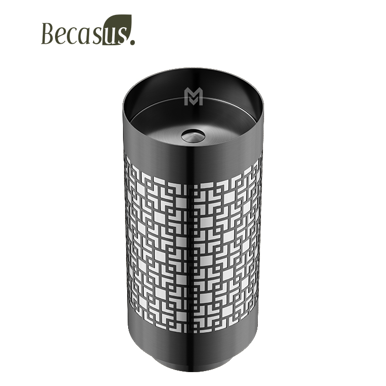 Modern 304/316 Stainless Steel Bathroom Sink Round Shape Freestanding Column Pedestal Wash Basin