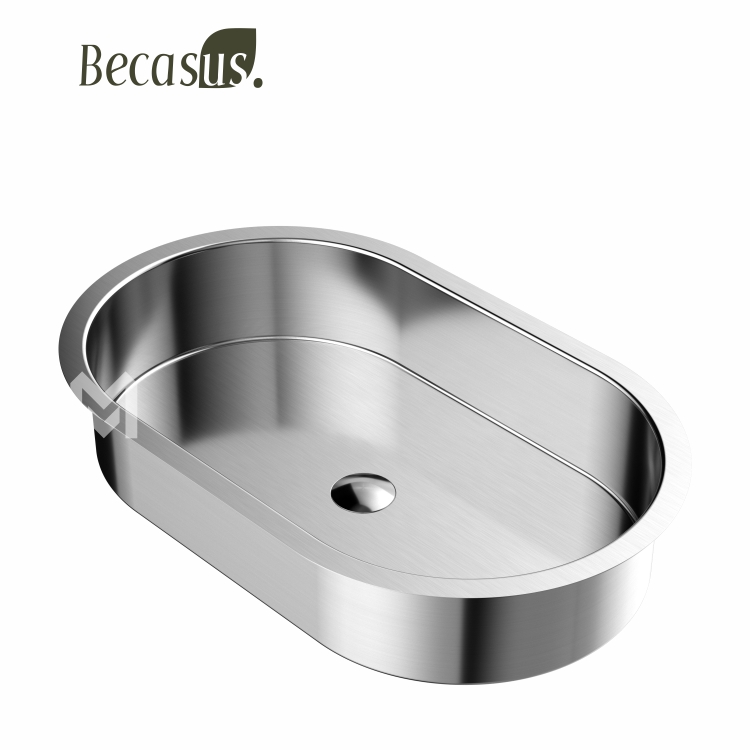 Modern Stainless Steel Vanity Bowl Sink Oval Bathroom Sink Under Counter Wash Basin