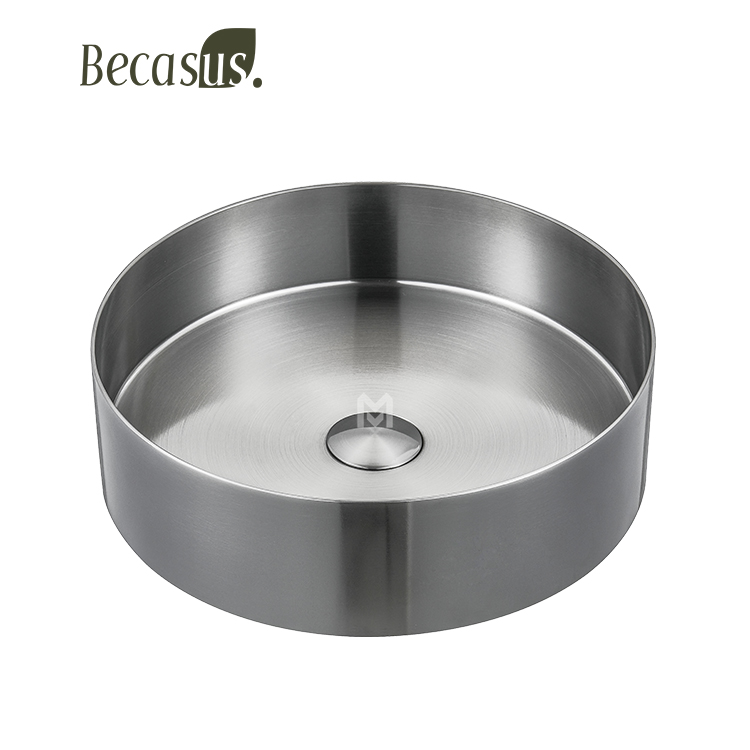 Bathroom Vessel Sink 15 Inch Gold Ceramic Vessel Sink with Pop-Up Drain Combo Above Counter Round Bathroom Sink Bowl Description