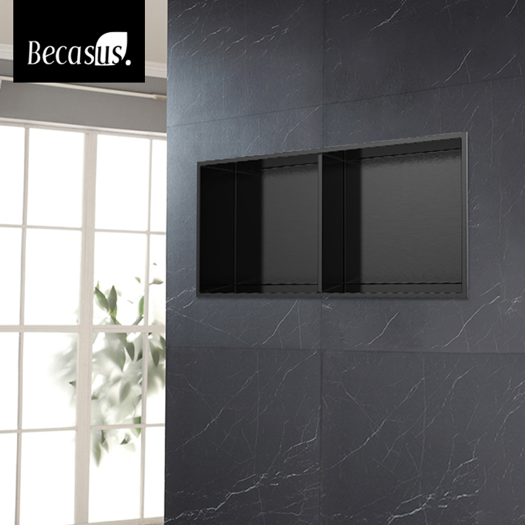 Stainless Steel Elegant Bathroom Shower Niche No Tile Needed Recessed Shower Shelf Organizer for Storage