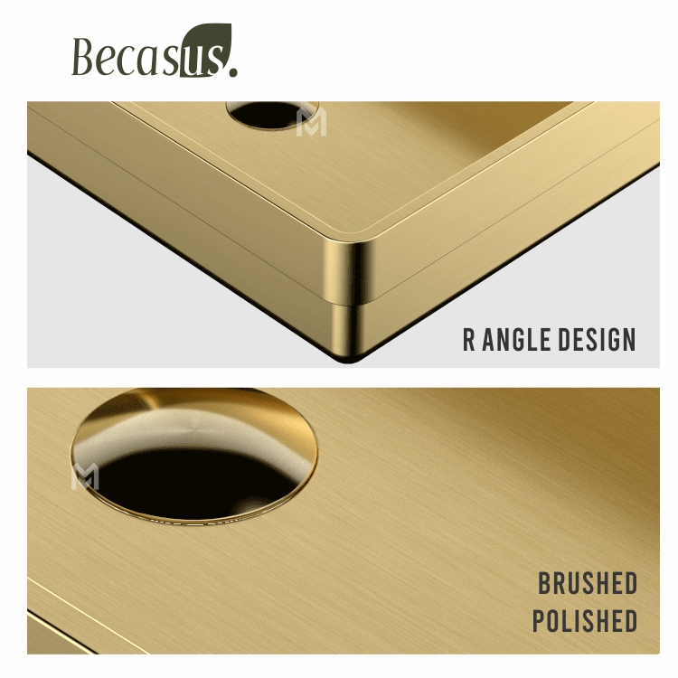 Semi Recessed Basin Sink Vessel Drop In Bathroom Sinks with Overflow Stainless Steel Vessel Sinks for Bathroom Modern Above Counter Basin Vanity Sink