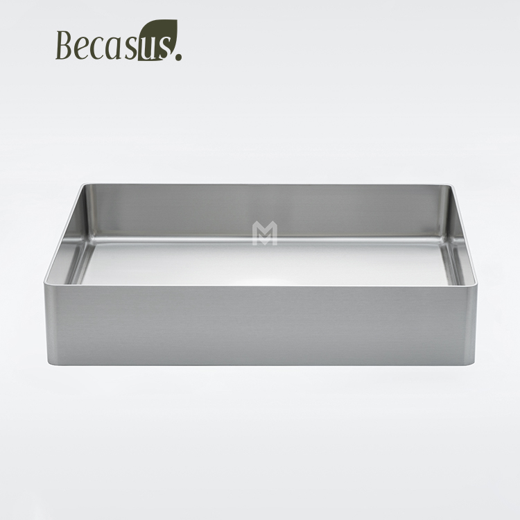 Stainless Steel Rectangle Stainless Steel Vessel Sink with Pop Up Drain For Bathroom Sinks Above Counter