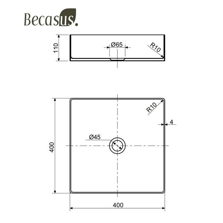 Brushed Square Stainless Steel Overmount Basin Rusoof Modern Light Luxury Bathroom Art Basin 