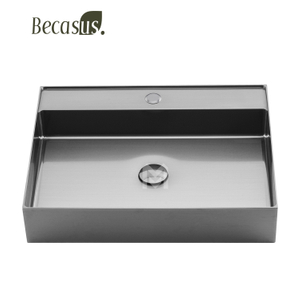 Rectangle Vessel Sink 23x15 Inch Stainless Steel Vessel Sinks Above Counter Bathroom Sinks Bowl Sink with Faucet Hole