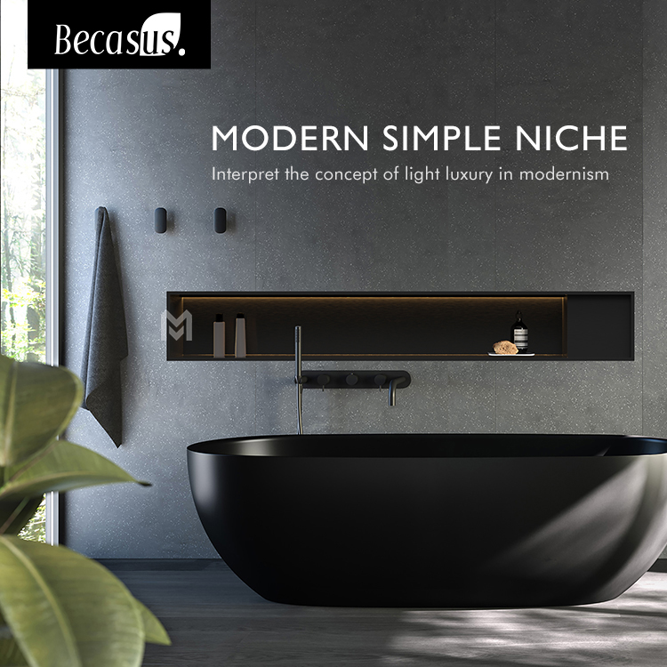 Shower Niche 110x22cm Brushed Stainless Steel Niche for Shower Wall No Tile Needed