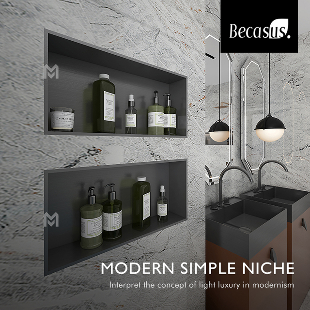 Recessed Wall Niche Heavy-duty Stainless Steel Modern Soap & Shampoo Storage Organizer Sealed Waterproof Durable & Easy to Install Shower Niche