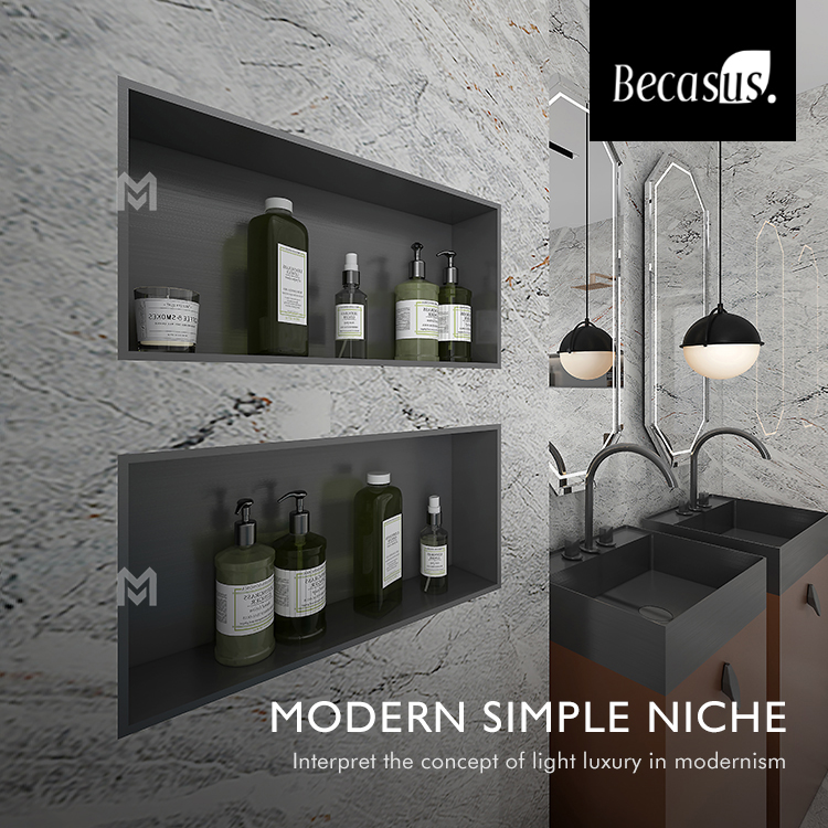 Recessed Wall Niche Heavy-duty Stainless Steel Modern Soap & Shampoo Storage Organizer Sealed Waterproof Durable & Easy to Install Shower Niche