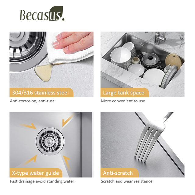 Customized Single Bowl Undermount Stainless Steel Kitchen Sink SUS316 SUS304 