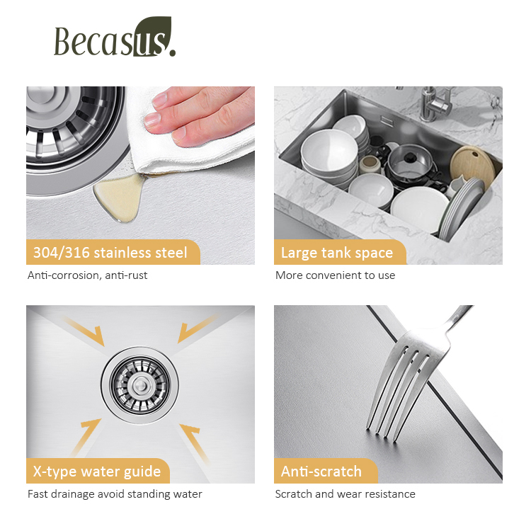 Workstation Kitchen Sink 60/40 Double Bowl Undermount 16 Gauge Stainless Steel Kitchen Sink with Brushed Finish hides scratches Easy-to-Clean Undermount Sink 