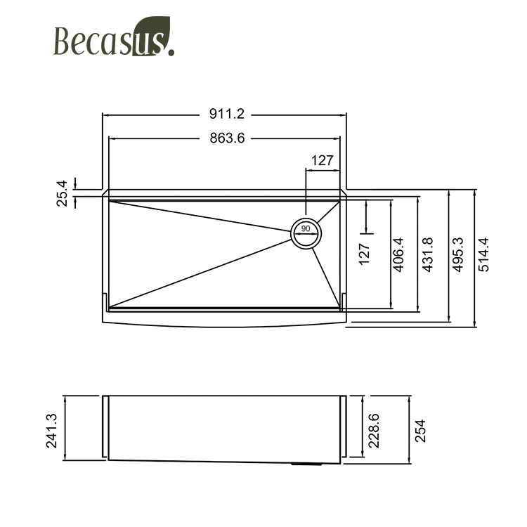 Workstation Undermount Stainless Steel Single Bowl Kitchen Sink Undermount installation with Accessories BECASUS
