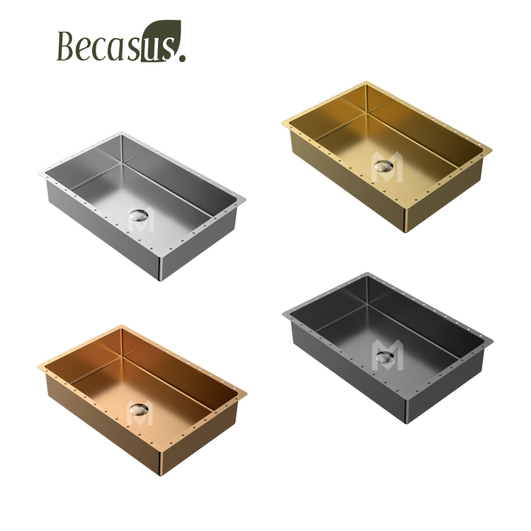 Modern Stainless Steel Undermount Rectangular Vanity Sink with Overflow