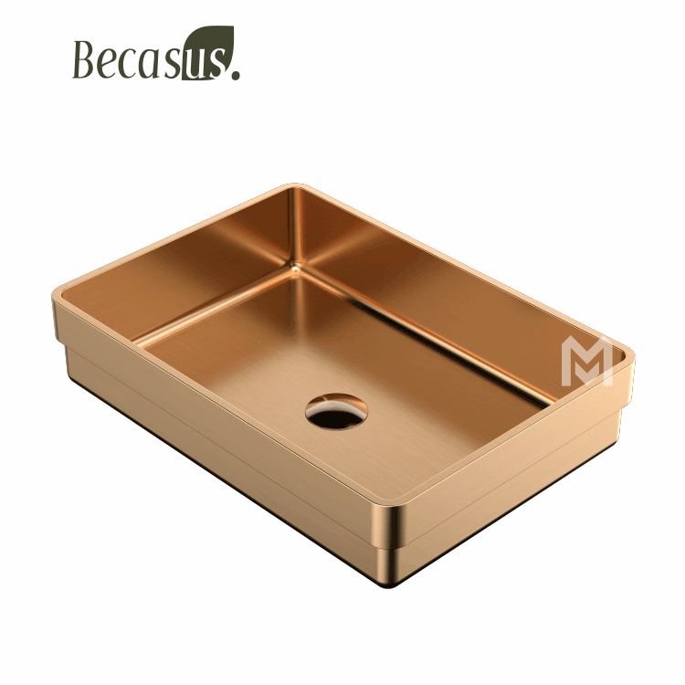 Semi Recessed Basin Sink Vessel Drop In Bathroom Sinks with Overflow Stainless Steel Vessel Sinks for Bathroom Modern Above Counter Basin Vanity Sink