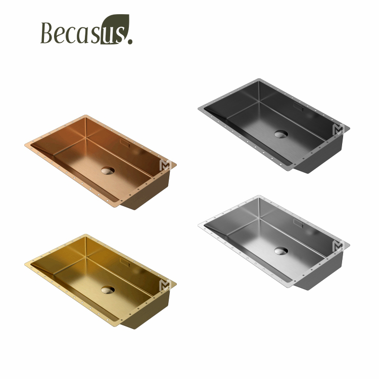 Luxury Modern Design Under Table Stainless Steel Hand Wash Basin Vanity Sink Public Brushed Gold for Hotels and Bathrooms