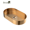Bathroom Vessel Sink Gold 16 Gauge Nano Titanium Plating Above Counter Oval Vanity Lavatory Bath Sink Basin