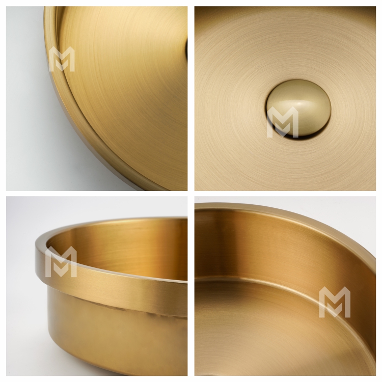 Drop In Bathroom Sink Round Stainless Steel Luxury with Drain Brushed Color