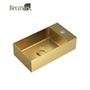 Rectangular Shape Design Wash Basin Stainless Steel 304 Surface Vanity Basin Vessel Bathroom Sink with Single Hole