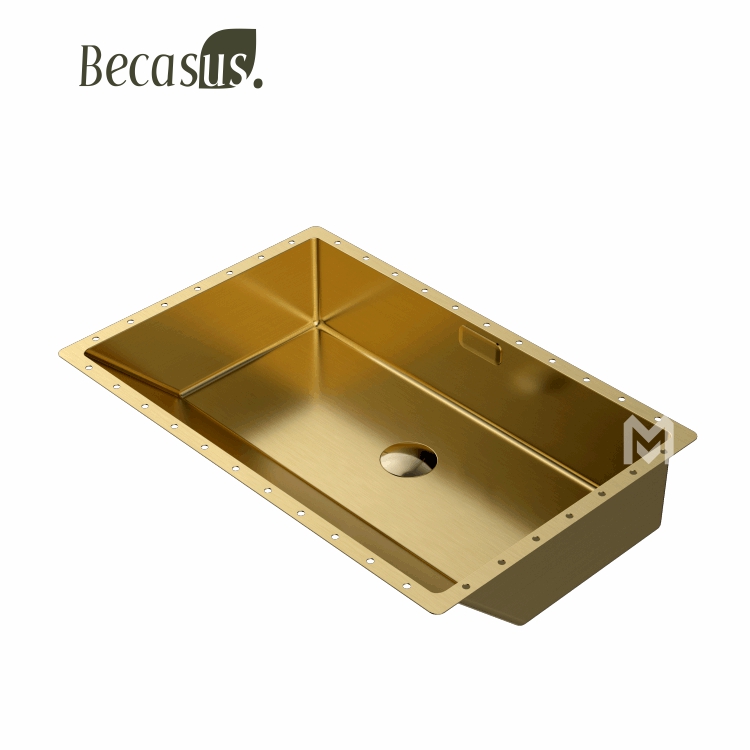 Luxury Modern Design Under Table Stainless Steel Hand Wash Basin Vanity Sink Public Brushed Gold for Hotels and Bathrooms