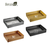 Stainless Steel Rectangle Vessel Sink with Pop Up Drain Gold Bathroom Sinks Above Counter for Bathrooms