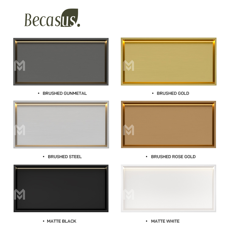 Stainless Steel Niche with LED Strip Light Recessed Wall and Waterproof