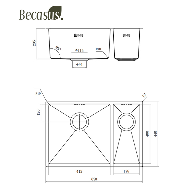 Workstation Kitchen Sink 60/40 Double Bowl Undermount 16 Gauge Stainless Steel Kitchen Sink with Brushed Finish hides scratches Easy-to-Clean Undermount Sink 