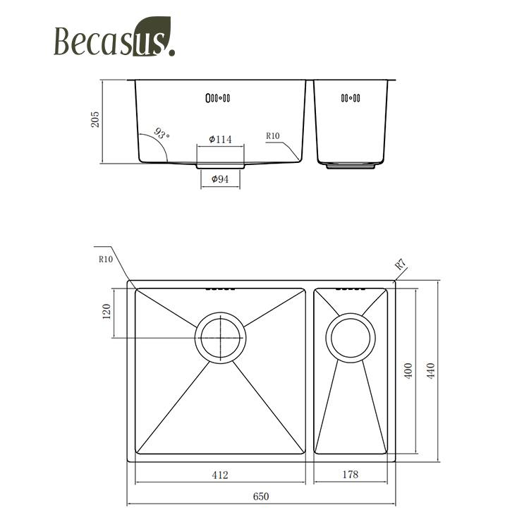 Workstation Kitchen Sink 60/40 Double Bowl Undermount 16 Gauge Stainless Steel Kitchen Sink with Brushed Finish hides scratches Easy-to-Clean Undermount Sink 