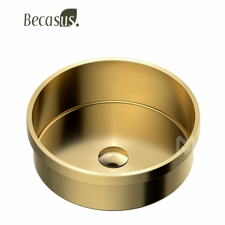 Drop In Bathroom Sink Round Stainless Steel Luxury with Drain Brushed Color