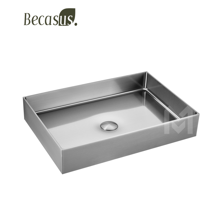 High-end Stainless Steel Rectangle Vessel Sink Countertop PVD basin with nano coated