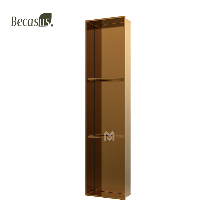 3 Shelves Wall Niche Stainless Steel Recessed Shower Shelf for Bathroom Storage, No Tile Needed Over Mount Installation