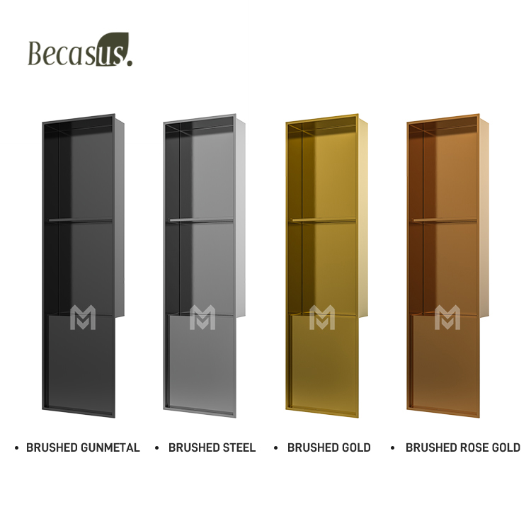 Shower Niche NO Tile Needed,Matte Black Double Shelf Organizer Square Corners Wall-Inserted Niche Recessed Shower Shelf Modern Soap Niche for Bathroom