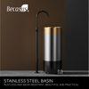 Luxury Floor Standing Stainless Steel Public PVD Round Hand Wash Basin Sink with Pedestal Hotel Bathroom Sinks