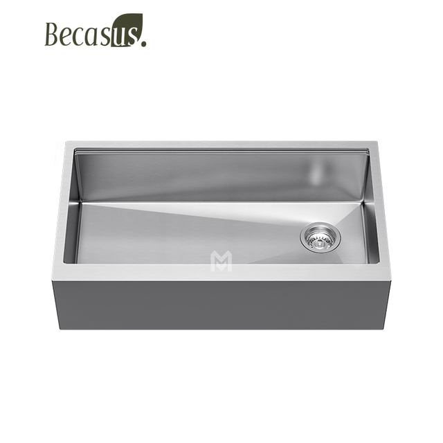 Workstation Undermount Stainless Steel Single Bowl Kitchen Sink Undermount installation with Accessories BECASUS